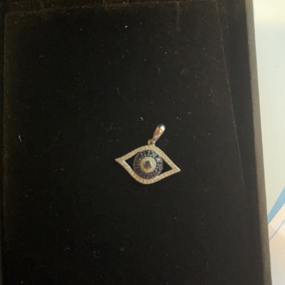 Effy diamond white gold sapphire evil eye pendant - Picture 7 of 7
